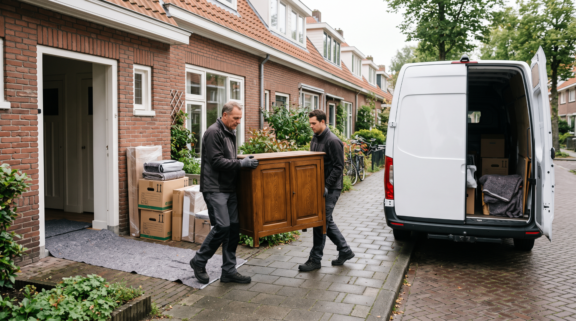 JF Transport en Verhuizing bij een woningontruiming in Groningen met verhuisbus en verhuisdekens